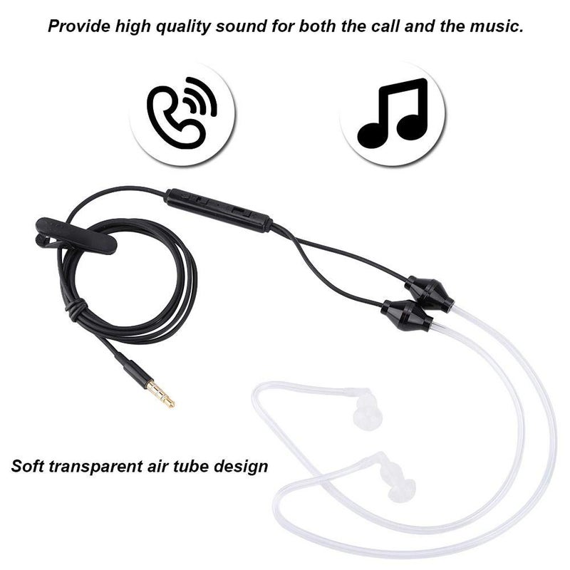 Ciglow in-Ear Headphones, 3.5mm Anti-Radiation Air Acoustic Tube Earpiece Earphone with Microphone for Mobile Phone, Tablet, MP3, MP4, etc.(Black) - Image 4